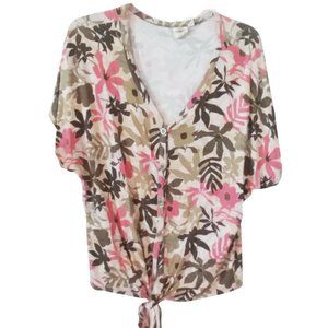 Alkamy Dolman cap sleeves floral top Sz M